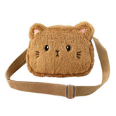 Pro-Noke Women Girls Cute Plush Crossbody Bag - Lovely Mini Shoulder Bags Great Birthday Christmas (Brown)
